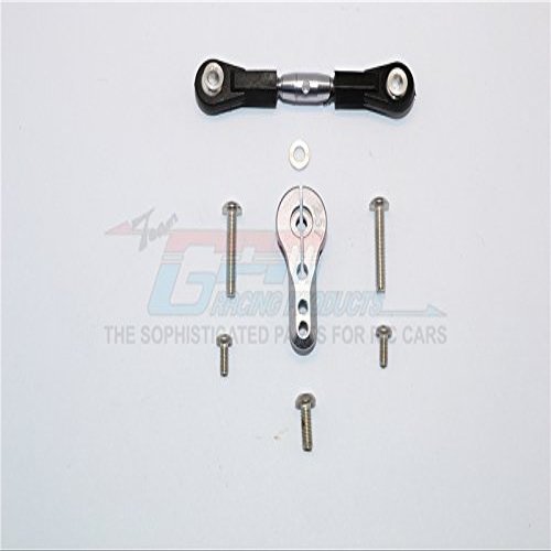 Aluminum Adjustable Servo Rod & 25T Servo Horn for 1/8 Thunder Tiger Truck K-Rock MT4-G5 Brushless Upgrades - Gray Silver