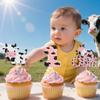 12 Pcs Glitter Cow One Birthday Cake Toppers - Pink Farm Animal Cake Decoration, Suitable for Baby Baptism, 1st Children Birthday Cake Decor Party Supplies view 3