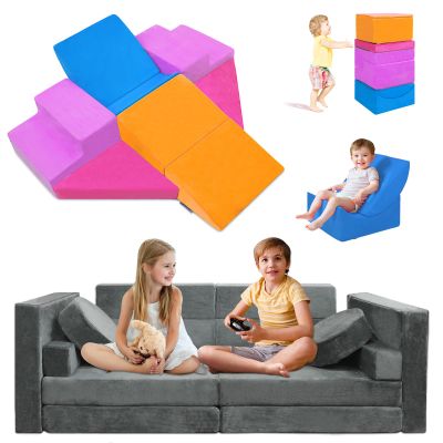 Kayfia Toddler Climbing Toys Indoor, 7-Piece Baby Foam Climbing Blocks and18PCS Modular Kids Play Couch