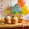 12 Pcs Glitter Gold Wild Three Cupcake Toppers Three years old Cupcake Decorations Jungle Safari Theme Cupcake Decor with Monstera Leaf for Baby Shower Kids 3rd Birthday Party Supplies view 2