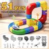 Electric Train Set for Kids,Build 3D DIY Track Building Kits with Train and Traffic Signs, Flexible Car Track Train Set,for 3 4 5 6 7 8 Years Old Boys Girls  (51PCS) view 2