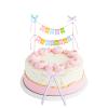 11 Pcs Happy Birthday Cake Topper Banner Bow Ribbon Cake Topper Happy Birthday Cakes Bunting Toppers with Wood Pole Handmade Pennant Flags with Bow Ribbon for Donut Cakes Cupcakes view 1