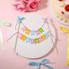 11 Pcs Happy Birthday Cake Topper Banner Bow Ribbon Cake Topper Happy Birthday Cakes Bunting Toppers with Wood Pole Handmade Pennant Flags with Bow Ribbon for Donut Cakes Cupcakes view 3