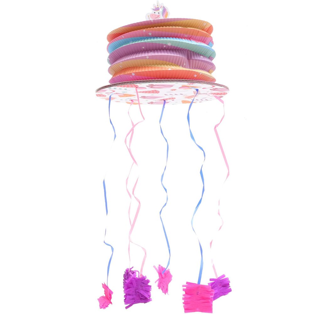 Alasum Small Unicorn Pull String Pinata Lantern for Birthday Party Decorations Handmade Craft with Surprise Filling Festive Game Prop for S Party Fun and Celebration