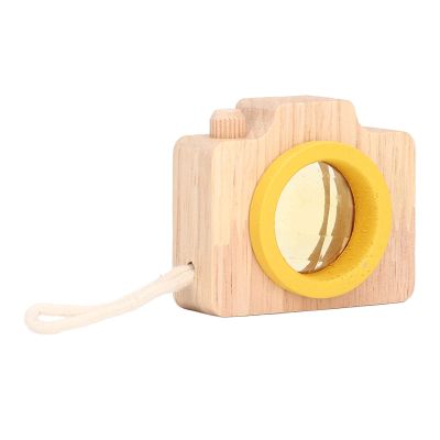 Aqur2020 Bee Eye Effect Prism Lens Toy, Camera Style, Oak Wood, Yellow, 2x1.9x1 Inch, Portable