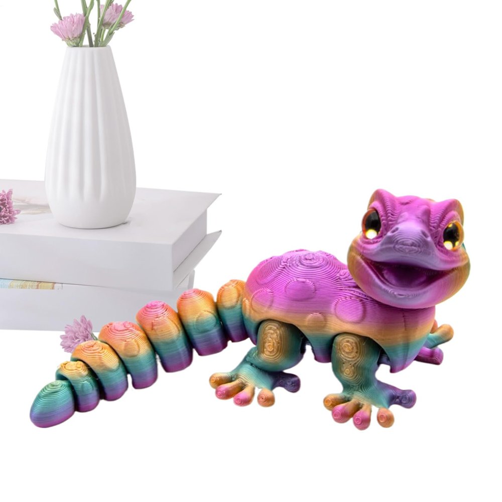 3D Printed Gecko Figurine Lizard Animal Figurines ,Fidget Toys Reptile Statue Desk Toy Home Decor for Boys Kids Dorm Living Room Bedroom Hallway