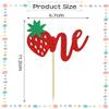 12 Pcs Red Glitter Strawberry "One" Cupcake Decoration - Fruit Theme Cupcake Topper, Suitable for 1st Birthday, Anniversary Party Cupcake Decor view 4
