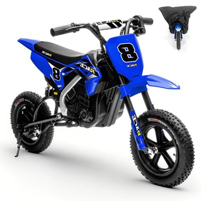 24V Kids Electric Dirt Bike, 250W Electric Mini Dirt Bike, Blue with Cover