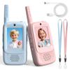 Rush Deer Video Walkie Talkies for Kids, 2 Pack Rechargeable Video Intercom Kids Walkies Talkies with HD Camera & Voice, Indoor Outdoor Games,Camping, Hiking for Boys Girls 3-14,Blue/Pink view 1