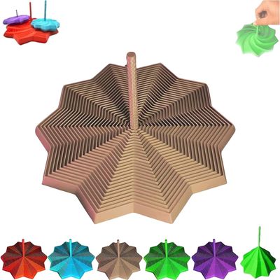 3D Printed Expanded Sensory Fidget Star, Fractal Fidget Hexagon with Handles, 3D Printed Hexagonal Magic Spiral Tower Puzzle Decompression Toy for Christmas, Birthday Gifts (Brown, 3.54in)