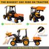 24V Kids Ride On Tractor w/Remote Control, 3IN1 Riding Tractor w/Trailer&Front Loader, Power Wheels 24V Ride on Toys for Boys Girls, Kids Ride on Excavator (Yellow Tractor with Trailer&Front Loader) view 3
