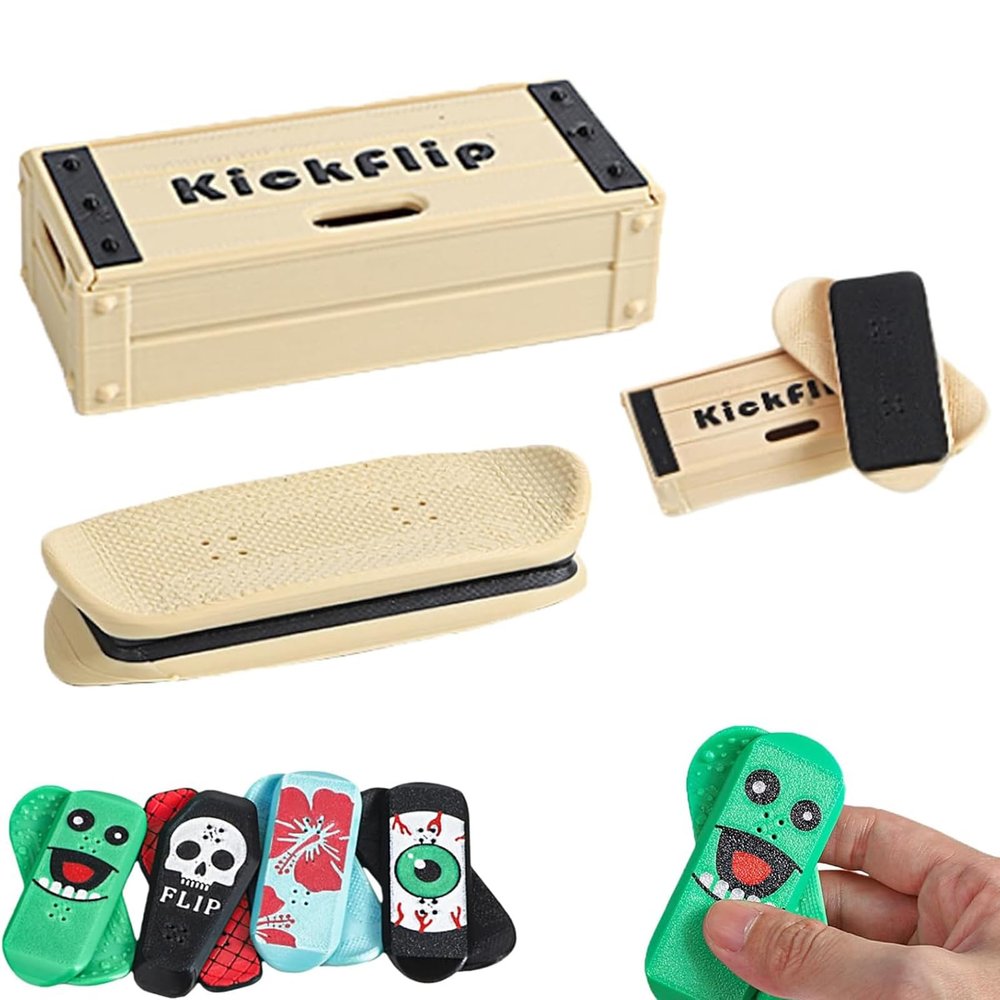Magnetic Mini Fingerboard Fun, Stress-Relieving & Portable, Pro Fingerboard Obstacles, Pocket Sized Magnetic Tiny Skateboard, Finger Slider Toy for Fidgeting & Focus, Roll Your Stress Away (Beige)