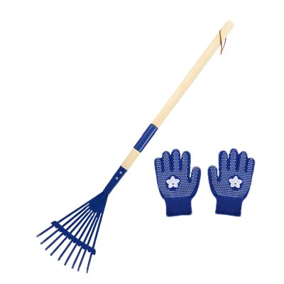 Small Garden Rake Kids Outdoor Tool, Lightweight Wooden Handle, Detachable Design, Safe Rounded Teeth, Construction, Easy Grip | Childrens Leaf Rake Kit for Gardening, Backyard Exploration, Camping