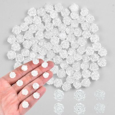 100 Pieces Tiny White Rose for Craft Dollhouse Miniatures Soft Resin Flowers for Fairy Garden Micro Landscaping Decoration