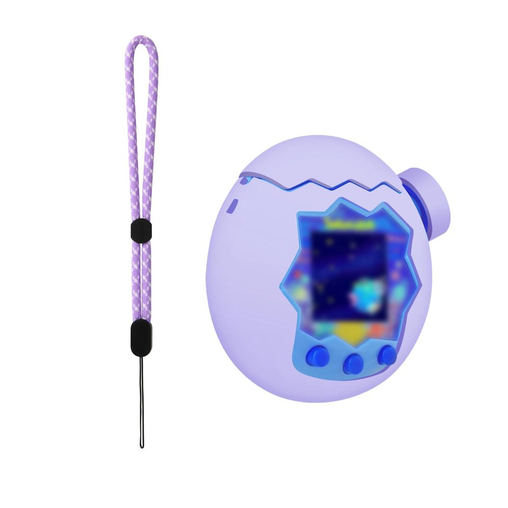Beautyflier Silicone Case for Tamagotchi Paradise Interactive Toy Digital Pet, Soft Silicone Cover for Virtual Pet Game Machine with Wrist Strap, Portable Anti-Drop Holder, Case Only (Purple)