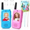 Video Walkie Talkies for Kids 2 Pack Walkie Talkie Rechargeable with Video Camera & 4 Voice Effects- Long Range Video Chat Walkie Talkies Kids' Toy Gift for Age 3-12 Boys Girls (Blue+Pink) view 1