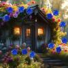 100 Pieces Tiny Blue Rose for Craft Dollhouse Miniatures Soft Resin Flowers for Fairy Garden Micro Landscaping Decoration view 4