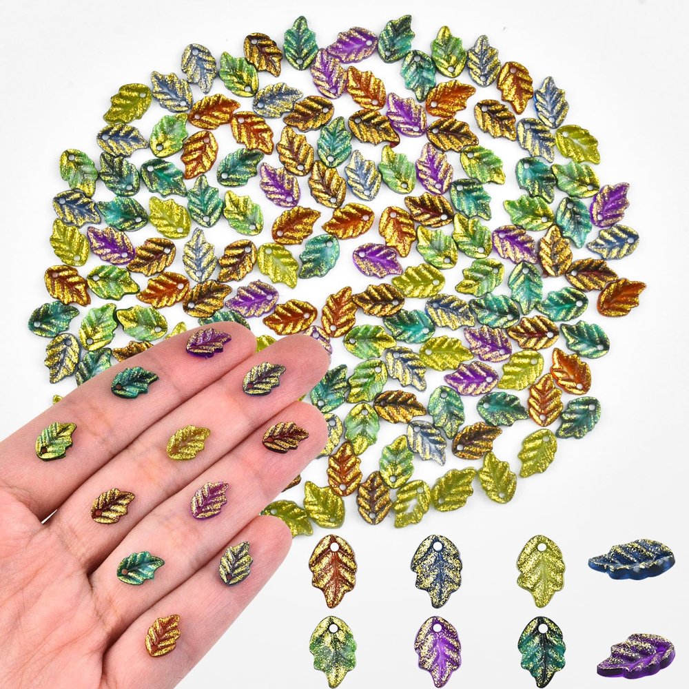 100 Pieces Tiny Leaves for Craft Dollhouse Miniatures Soft Resin Leaves for Fairy Garden Micro Landscaping Decoration