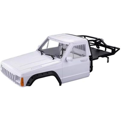 1/10 Scale Crawler Truck Semi-Truck Body Shell Nylon Rear Cage Frame Bumper Roll Bar TRX4 SCX10 90046(White)
