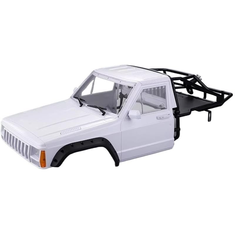 1/10 Scale Crawler Truck Semi-Truck Body Shell Nylon Rear Cage Frame Bumper Roll Bar TRX4 SCX10 90046(White)