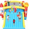 Inflatable Bounce House with Mega Elevated Slide for Big Kids 3-12 Space Rocket Bouncy Castle Play Center with 3 Dodge & Weave Obstacle Course Column, Head-to-Head Basketball Court & Dual-Target Games view 1