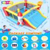 Inflatable Bounce House with Mega Elevated Slide for Big Kids 3-12 Space Rocket Bouncy Castle Play Center with 3 Dodge & Weave Obstacle Course Column, Head-to-Head Basketball Court & Dual-Target Games view 2