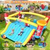 Inflatable Bounce House with Mega Elevated Slide for Big Kids 3-12 Space Rocket Bouncy Castle Play Center with 3 Dodge & Weave Obstacle Course Column, Head-to-Head Basketball Court & Dual-Target Games view 3
