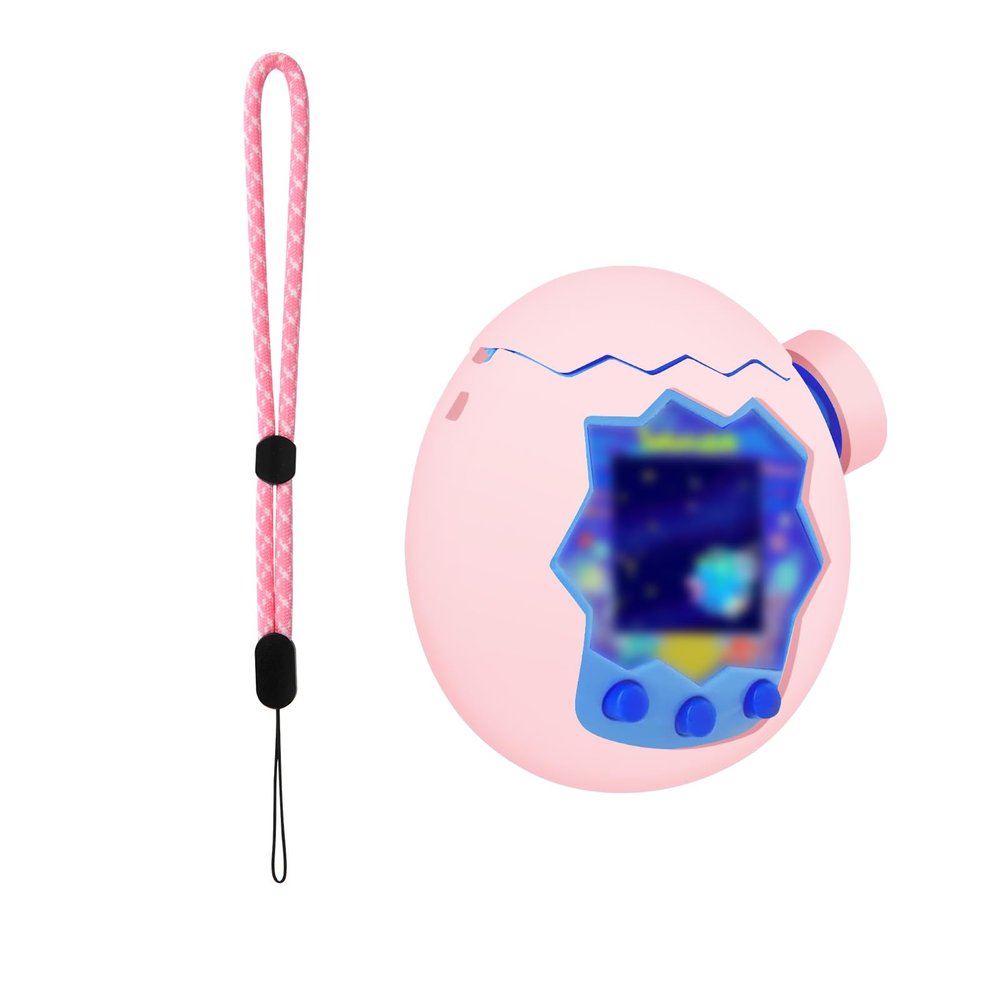 Beautyflier Silicone Case for Tamagotchi Paradise Interactive Toy Digital Pet, Soft Silicone Cover for Virtual Pet Game Machine with Wrist Strap, Portable Anti-Drop Holder, Case Only (Pink)