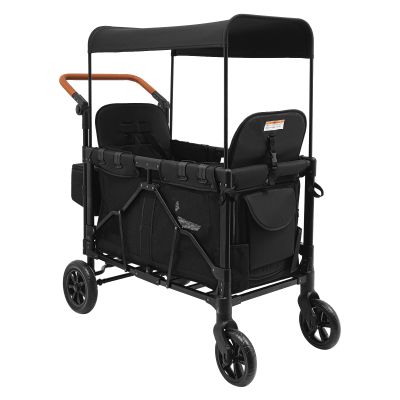 LyeXD 2-Seat Stroller Wagon with 5-Point Harnesses, Collapsible Wagon Stroller for 2 Kids with Adjustable Push Handle & Sun Canopy, Kids Wagon Cart for Children Aged 0-6 Years