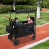 LyeXD 2-Seat Stroller Wagon with 5-Point Harnesses, Collapsible Wagon Stroller for 2 Kids with Adjustable Push Handle & Sun Canopy, Kids Wagon Cart for Children Aged 0-6 Years view 2