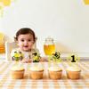 12 Pcs Bumble Bee One Birthday Cupcake Toppers Gold Glitter 1st Birthday Cupcake Decorations Number 1 Cupcake Decor for Bee Theme Baby Shower Boys Girls Party Supplies view 2