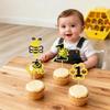 12 Pcs Bumble Bee One Birthday Cupcake Toppers Gold Glitter 1st Birthday Cupcake Decorations Number 1 Cupcake Decor for Bee Theme Baby Shower Boys Girls Party Supplies view 3