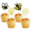 12 Pcs Gold Glitter Bumble Bee Cupcake Toppers Bee Theme Cupcake Decorations Bumble Honey Comb Cupcake Decor for Baby Shower Boys Girls Birthday Cupcake Decor Supplies view 1