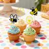 12 Pcs Gold Glitter Bumble Bee Cupcake Toppers Bee Theme Cupcake Decorations Bumble Honey Comb Cupcake Decor for Baby Shower Boys Girls Birthday Cupcake Decor Supplies view 3