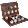 BOSREROY Wood Coin Display Stand, L-Shape for Collectors, 10-Tiered