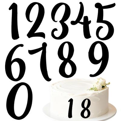 10 PCS Black Acrylic Number Cake Topper 0-9 Number Cake Decoration Mirror Cake Decor Suitable for Birthdays Anniversaries Baby Showers and Other Occasions