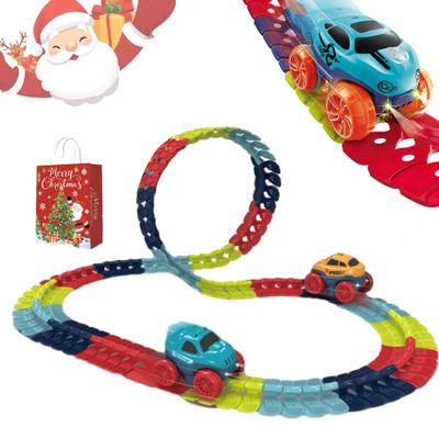 Anti Gravity Race Track with Car, Antigravity Race Track, 360 Electric Climbing Car Race Track, Glow in The Dark Flexible Race Track Sets (92pcs, Regular)