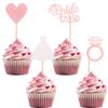 12 Pcs Rose Gold Glitter Bride to Be Cupcake Toppers Bridal Shower Cupcake Decorations Wedding Themed Cupcake Decor with Heart Ring Dress for Wedding Engagement Party Cupcake Decorations view 1