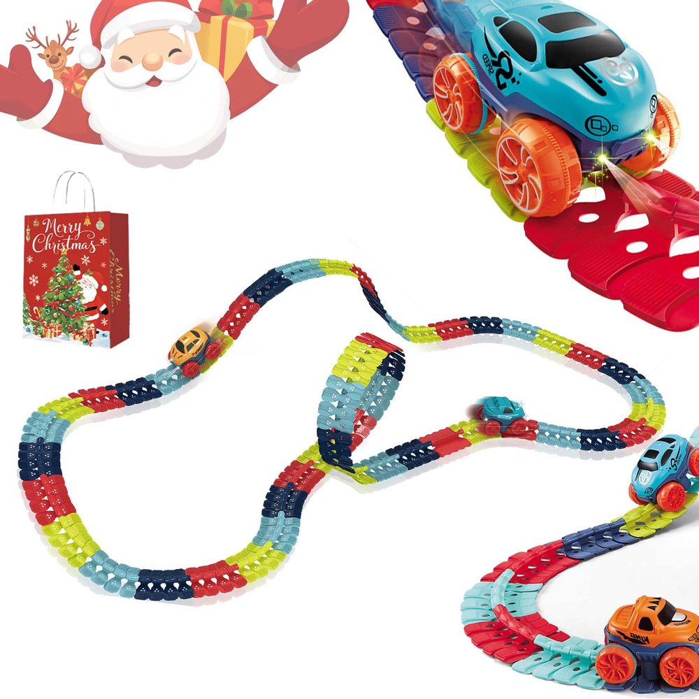Anti Gravity Race Track with Car, Antigravity Race Track, 360 Electric Climbing Car Race Track, Glow in The Dark Flexible Race Track Sets (184pcs, Regular)