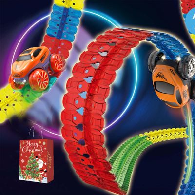 2026 SmartoonKids Anti Gravity Race Track with Car, Smartoon Kids Antigravity Race Track, 360 Electric Climbing Car Race Track, Glow in The Dark Flexible Race Track Sets (46pcs, Glow)