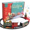 14Pcs Electric Christmas Train Set with Light & Sounds, 4 Carriages Classical Train with Tracks for Boys & Girls Gifts view 1