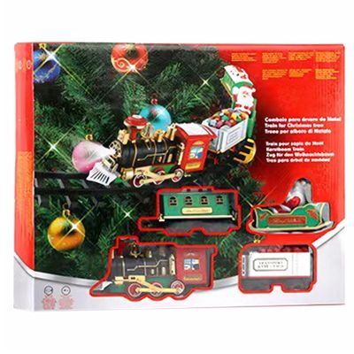 1 Set Christmas Tree Train with Light & Sound, Hanging Train with Locomotive Coal Car Carriage Sleigh & Tracks Realistic