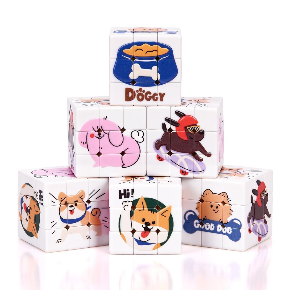 24 Pack Premium Puppy Mini Cube Bulk, 1.18 Inch 3x3x3 Small Puzzle Cubes Surface Finish, Dog Themed Birthday Party Favors, Classroom Rewards Prizes, Easter Basket Fillers for Kids