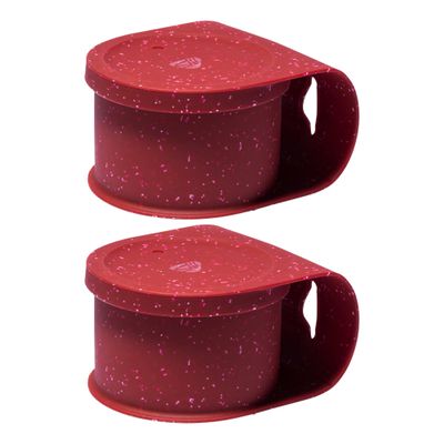 Silipint 20oz Silicone Go Go Connected Lid Bowl, Unbreakable, Non-Toxic, Dishwasher Safe (Speckled Red - Pack of 2)