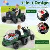 Costzon 24V Ride on Tractor with Detachable Trailer, Kids' Electric Vehicles with 3 Speeds, 15 Climbing, Wireless Design, Horn & Music, Remote Control Tractor Toy for Kids 3+,Gift (24V, Deep Green) view 3