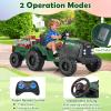 Costzon 24V Ride on Tractor with Detachable Trailer, Kids' Electric Vehicles with 3 Speeds, 15 Climbing, Wireless Design, Horn & Music, Remote Control Tractor Toy for Kids 3+,Gift (24V, Deep Green) view 4