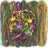 Guhiwuk 100 Pcs Mardi Gras Beads, Bulk Gold Purple Green Metallic Mardi Gras Beads Necklaces for Carnival Parade Decorations, St Patrick Day Celebrations Accessories, Themed Party Favors view 1