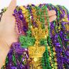 Guhiwuk 100 Pcs Mardi Gras Beads, Bulk Gold Purple Green Metallic Mardi Gras Beads Necklaces for Carnival Parade Decorations, St Patrick Day Celebrations Accessories, Themed Party Favors view 2
