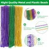 Guhiwuk 100 Pcs Mardi Gras Beads, Bulk Gold Purple Green Metallic Mardi Gras Beads Necklaces for Carnival Parade Decorations, St Patrick Day Celebrations Accessories, Themed Party Favors view 4