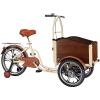 Inverted Pedal Tricycle with Front Wooden Box,Adult Tricycle with Training Wheels to Pickup Kids,Pets,Disc Brakes,3 Wheels Bike,for Cycling, Outing, Picnic view 1